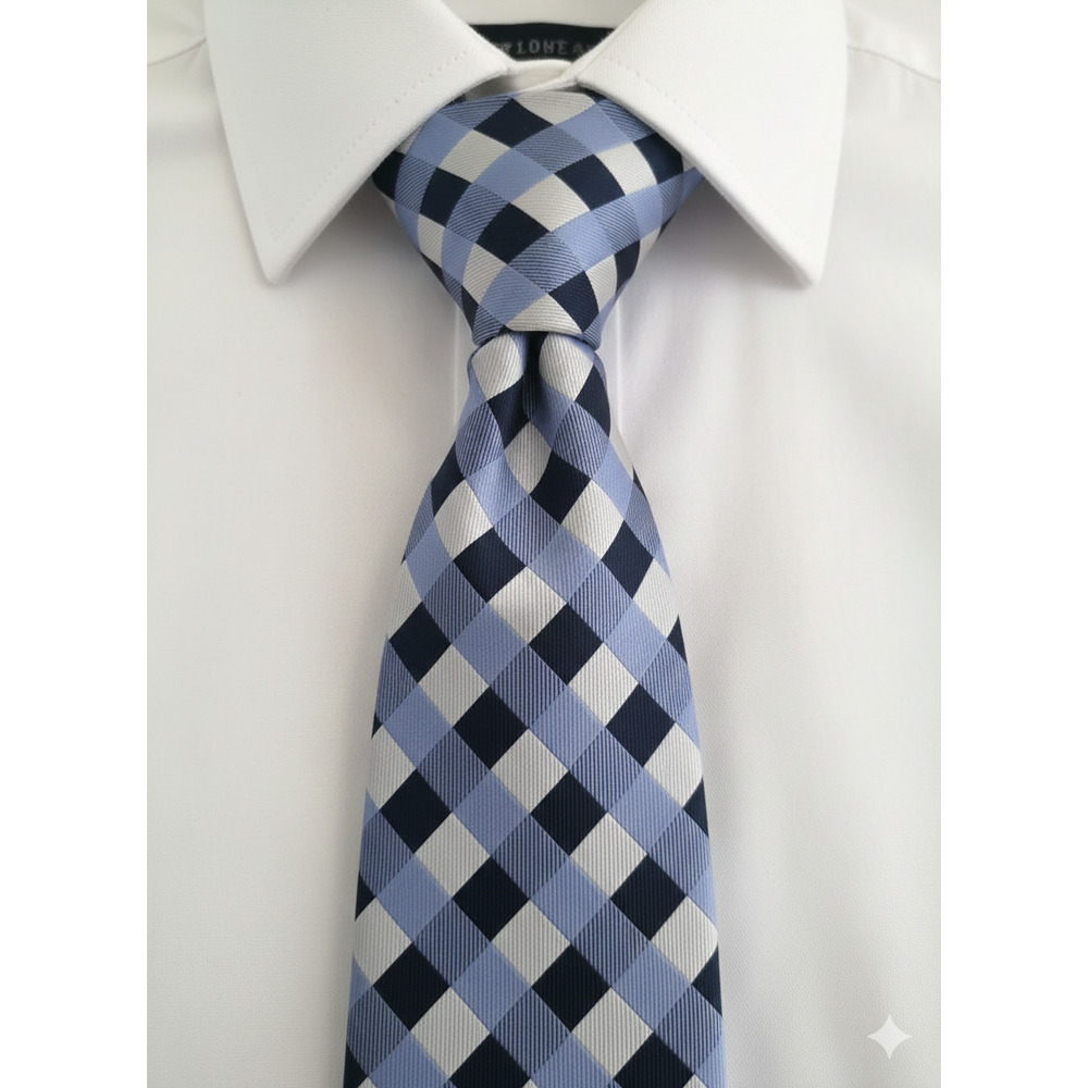 Donald Trump Signature Collection blue white plaid silk tie - 58.5"